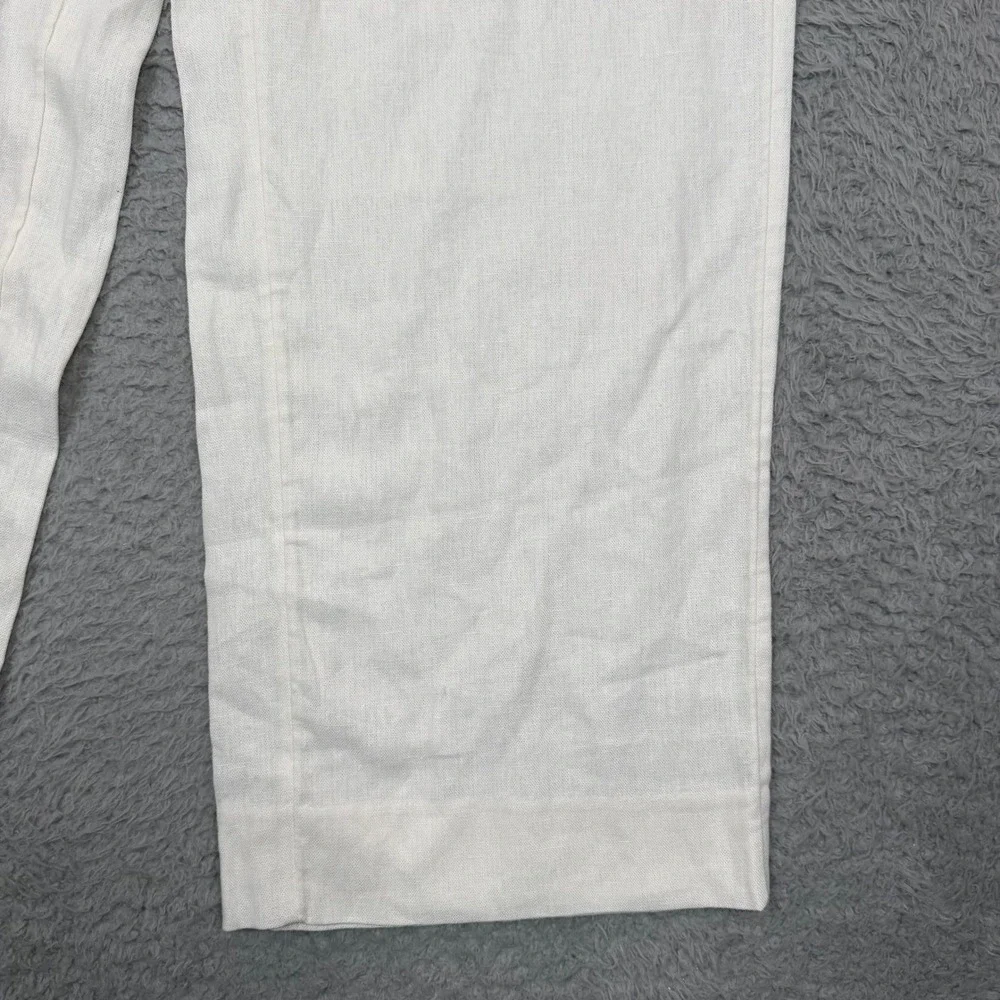 Banana Republic Womens White Linen Blend Straight Leg Elastic Waist Pants XS NEW